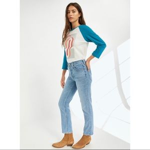 Aritzia Denim Forum Arlo High Rise Straight Jeans 28L Picture This Bleu